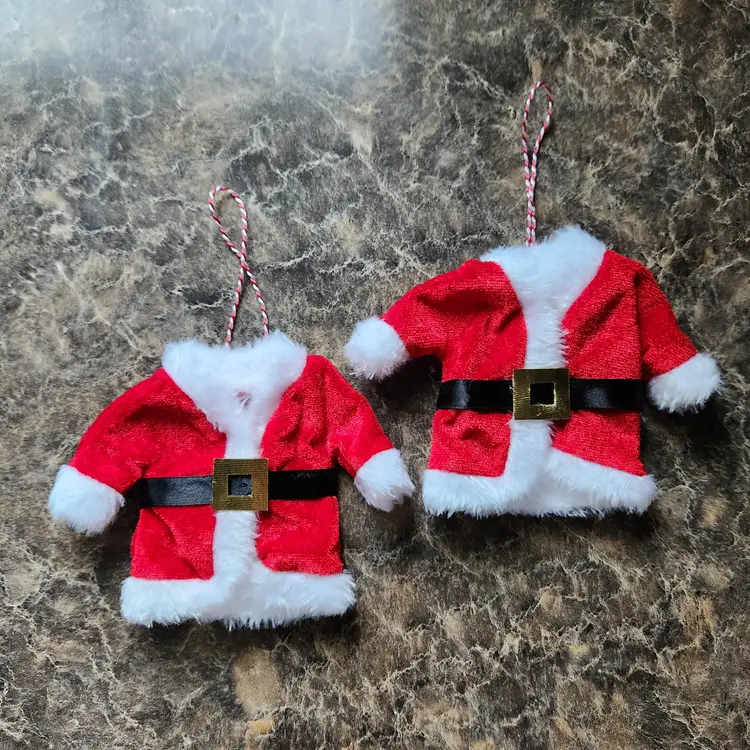 Santa suits (two) miniature ornaments