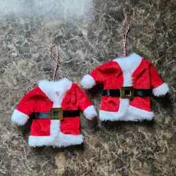 Santa suits (two) miniature ornaments