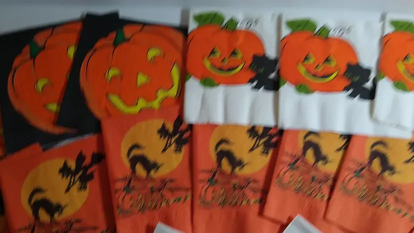 Lot Of 17 Vintage Halloween Paper Napkins Scarecrows, Black Cats, Witches, JOL Pumpkins Moon