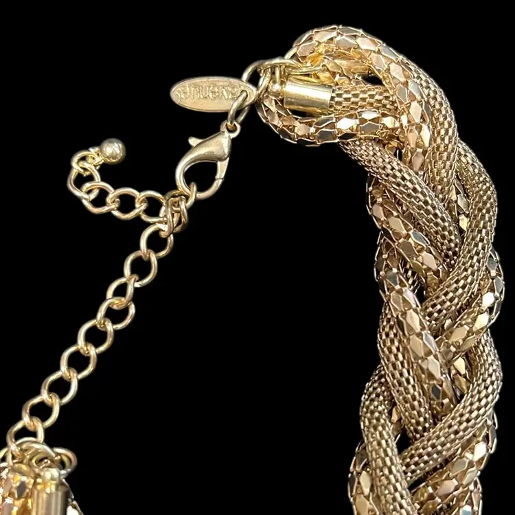 Jewelry Gold Woven Braided Gold Tone “Avenue” Brand Necklace 16-18” Beautiful Condition