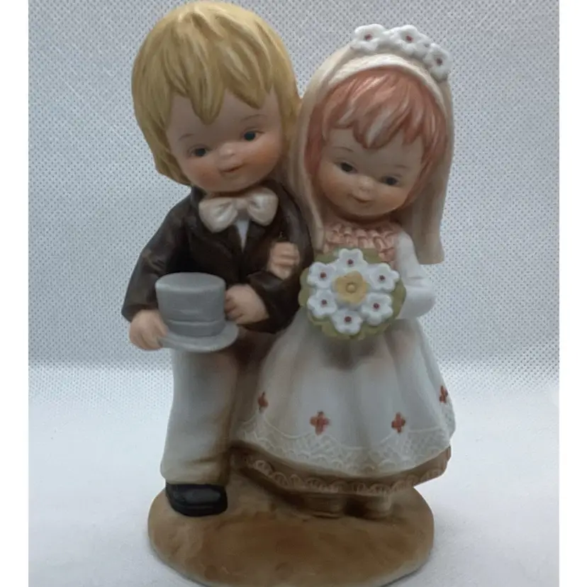 Vintage Enesco “All the Lord’s Children” Bridal Porcelain Bisque Wedding Cake Topper- GREAT TO GHOUL-UP!