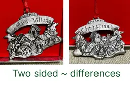 Vtg Wallace Silversmith Christmas Village 2 Sided Ornament W075932 Dolls Candy