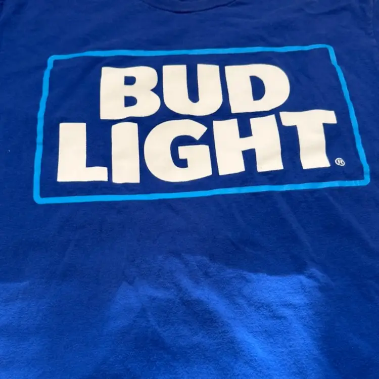 Bud Light Cooler Blue New Logo Graphic Print Adult Unisex T-Shirt by Hanes - L