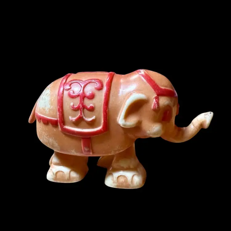 60’s Vintage Marx Celluloid Ramp Walker Toy, Circus Elephant, Red, Brown