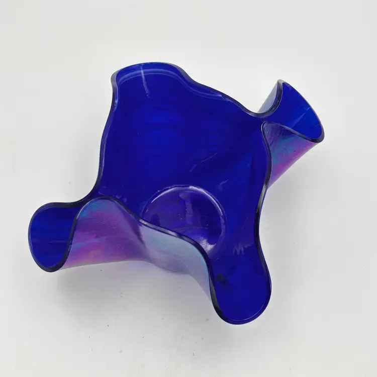 Vintage Vase Iridescent Art Glass Handkerchief Pulled Handmade Artist Signed