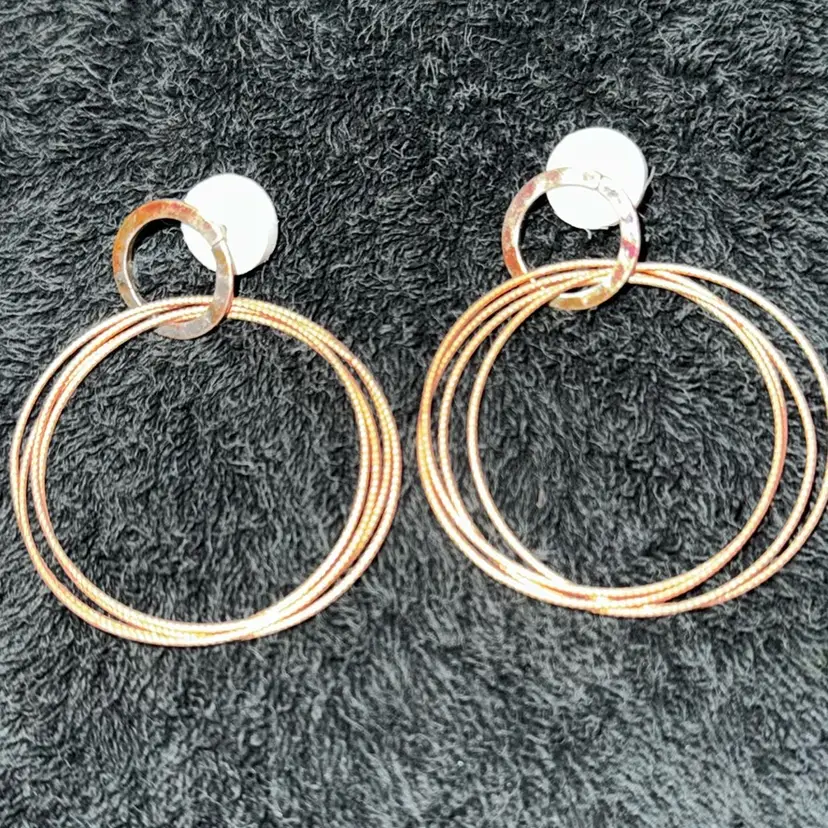 Copper Toned Hoop Pierced Earrings
