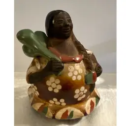 Vtg Chulucanas Peruvian Art Pottery Woman Carrying Produce Peru Signed M Flores
