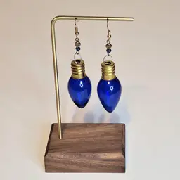 Christmas Ornament Earrings Blue Christmas Light Bead Accent