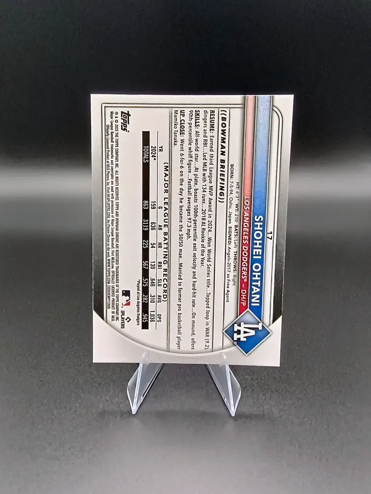 Shohei Ohtani 2025 Bowman Chrome Base Card Los Angeles Dodgers #17