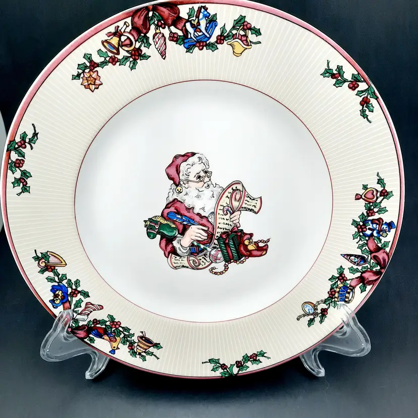 Fitz and Floyd Santa's List Christmas Dinner Serving Plate 1994