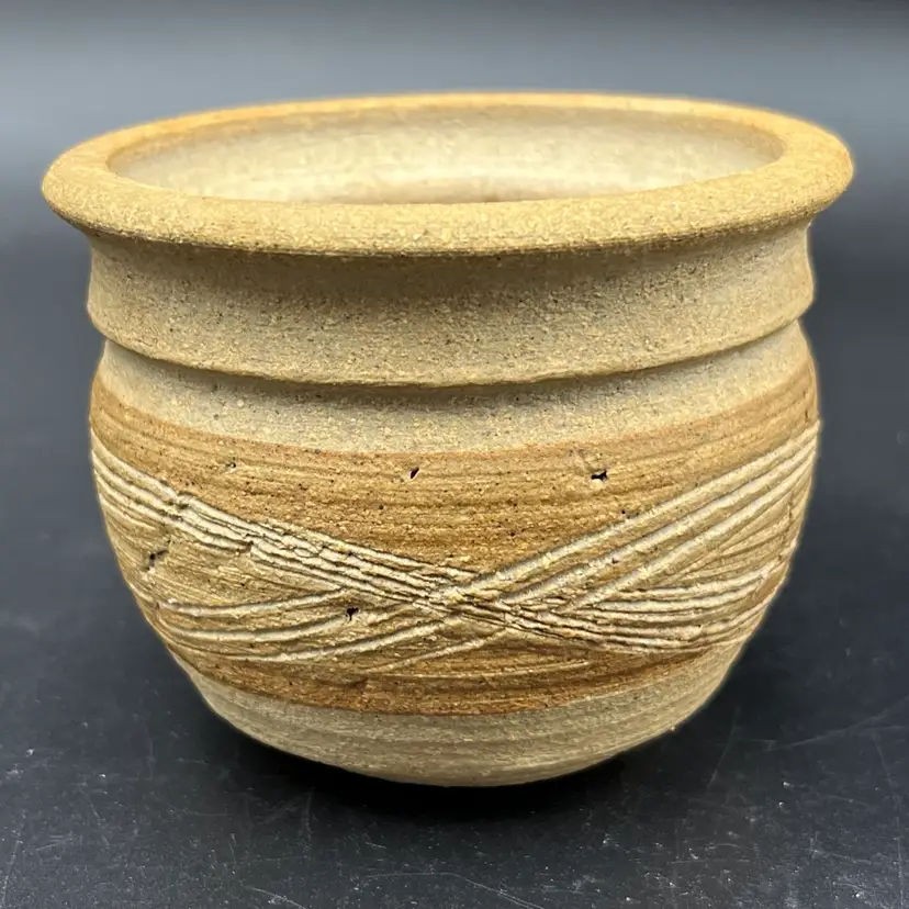 Signed Hand Thrown Art Pottery Earthenware Planter Pot Or Votive Holder