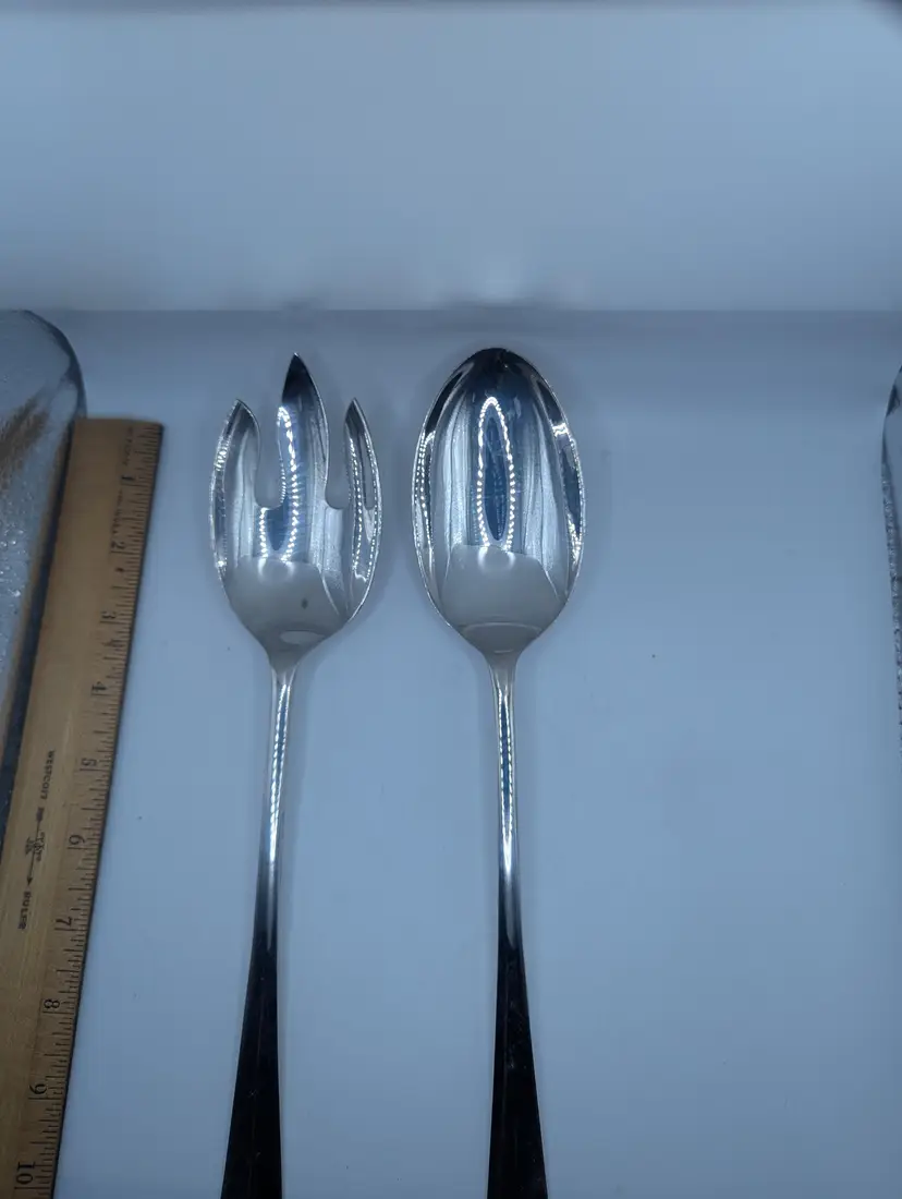 Vintage Silver Plated Serving Utensils Fork And Spoon Set By SG England