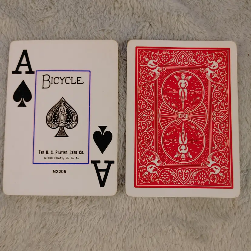 1 Single Swap Card - Playing Card. Red background. Ace of Spades. Dimension 2.5 x 3.5. Read description.