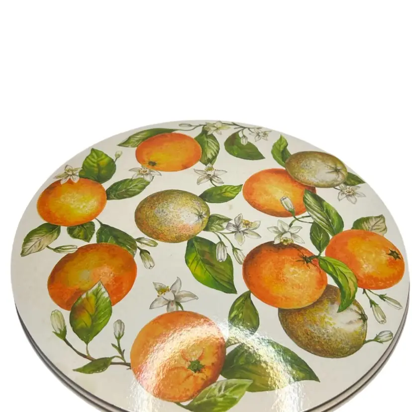 Set Of 4 Benson Mills Orange Citrus Design Cork Backed 13” Diameter