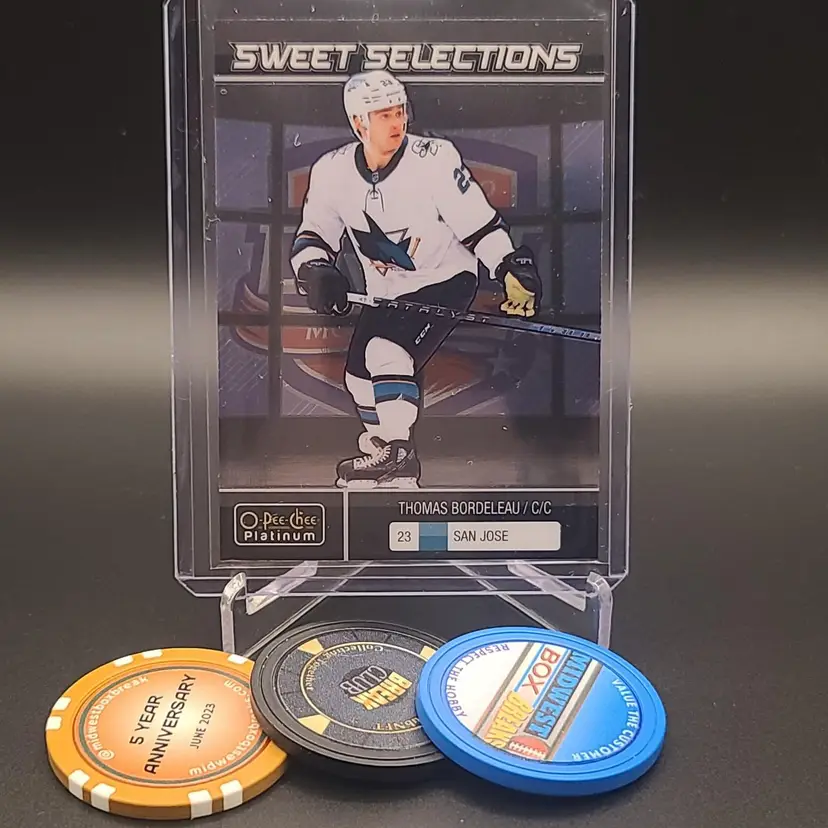2022-23 O-Pee-Chee Platinum Thomas Bordeleau Sweet Selections Rookie Insert - Card #SS14 - San Jose Sharks Hockey Card