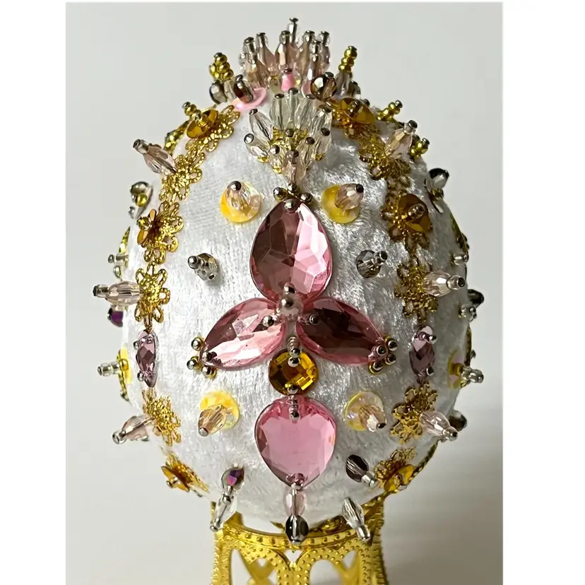 Handmade Vintage Style Easter Faberge Egg Push Pin Decor Beads Sequins 3.5 in Height