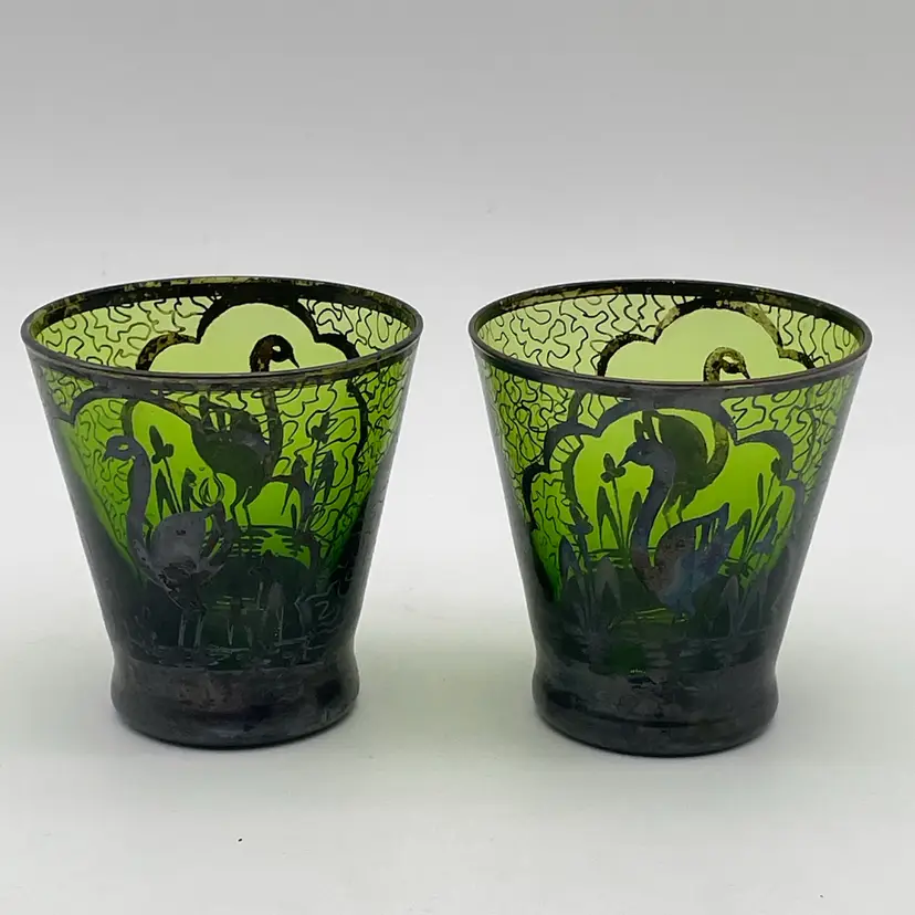#08 Set Of 2 Italian Green Glasses