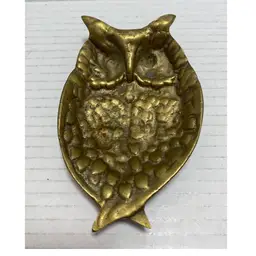 VTG Brass Heavy Owl Trinket, Coin Dish.