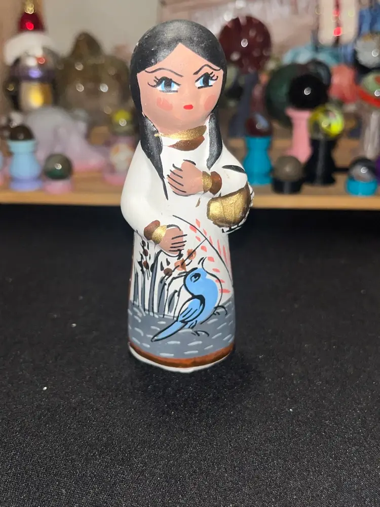 #04 - Tonala Mexican Pottery Girl Holding Pot