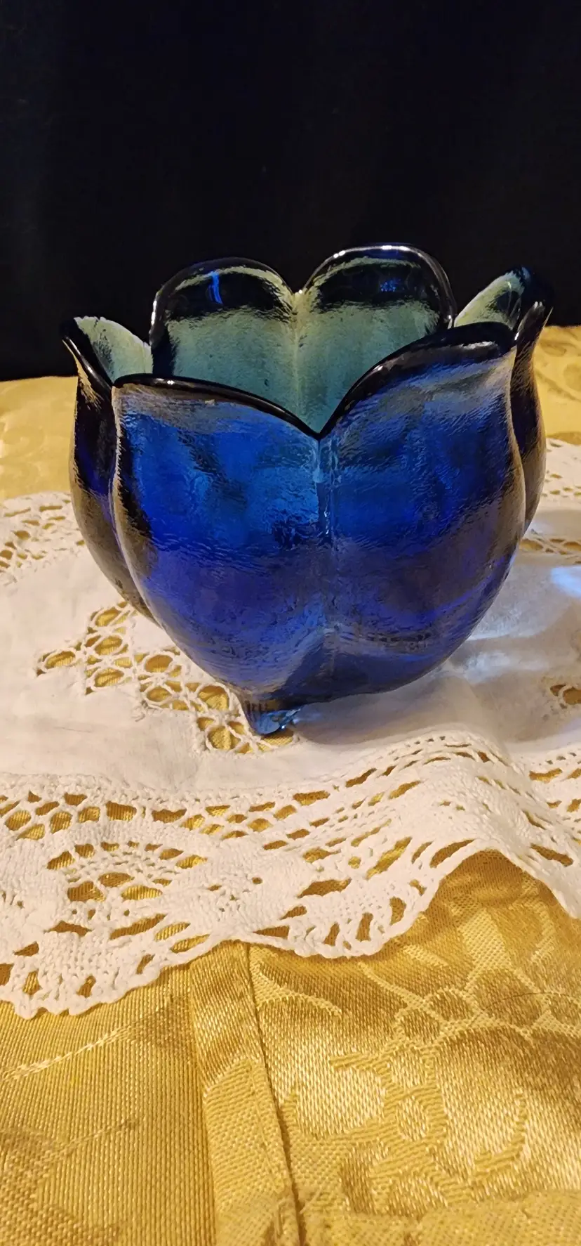 Vintage Cobalt Blue 4" Tulip Shaped Bowl
