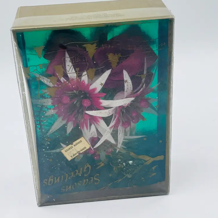 Vintage 1950s Holiday Corsaage - Glittered Mica Plastic Flower in Original Box