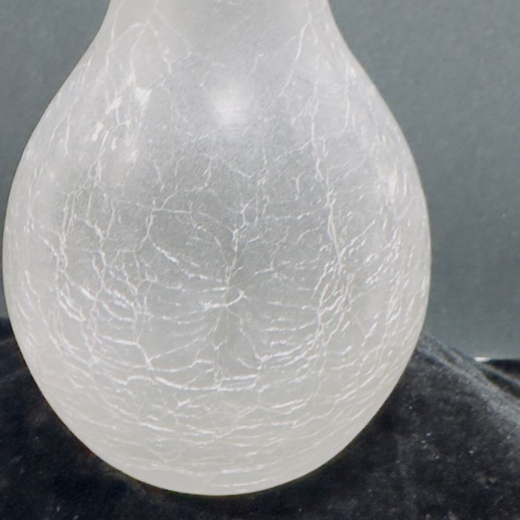 #1307 Set of 2, White frosted crackle glass 6" Bud Vases, Handcrafted Glassware, China,