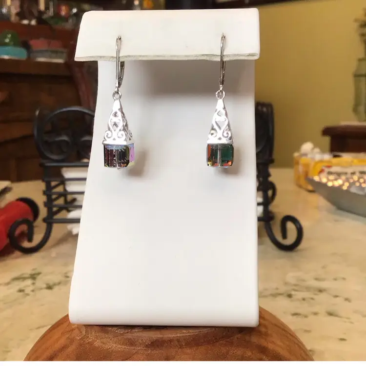 Sterling AB Cube Earring