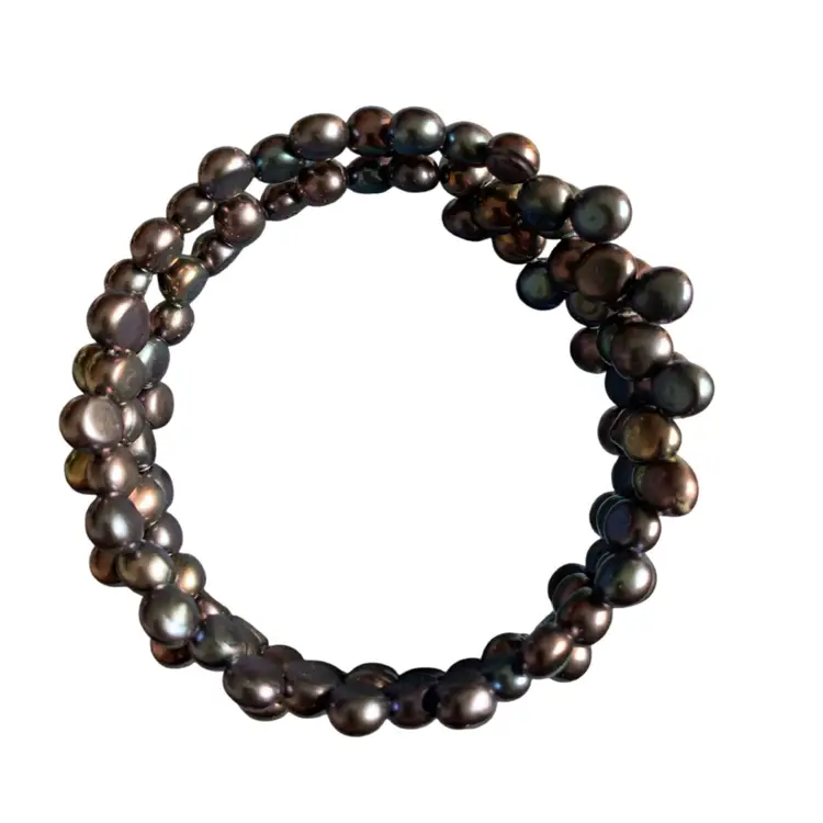 Vintage Peacock Fresh Water Pearls Wraparound Bracelet