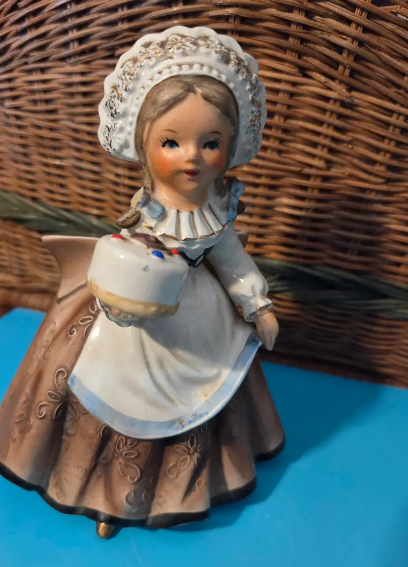 Planter of Girl Holding a Cake 4124