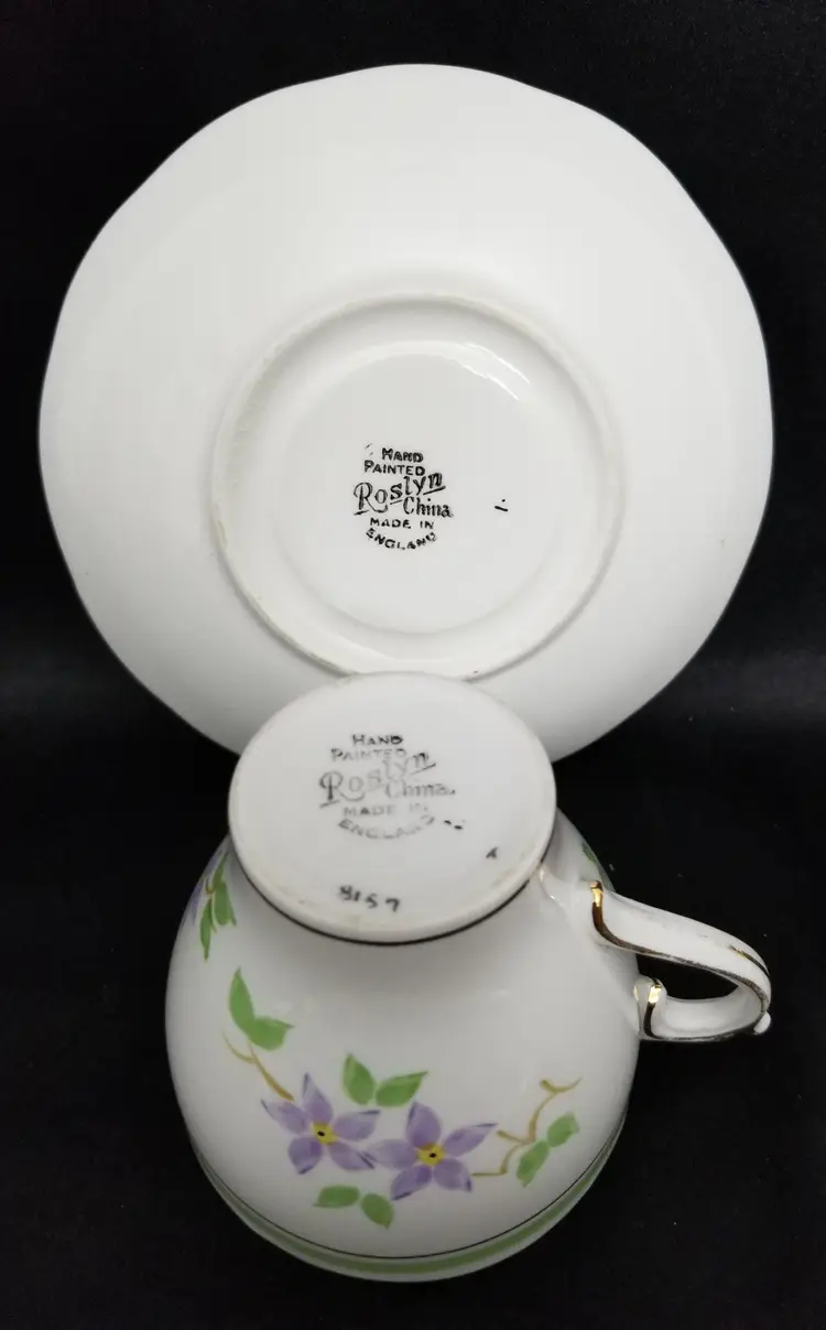 Vintage Roslyn China Porcelain Forget-Me-Not Teacup & Saucer