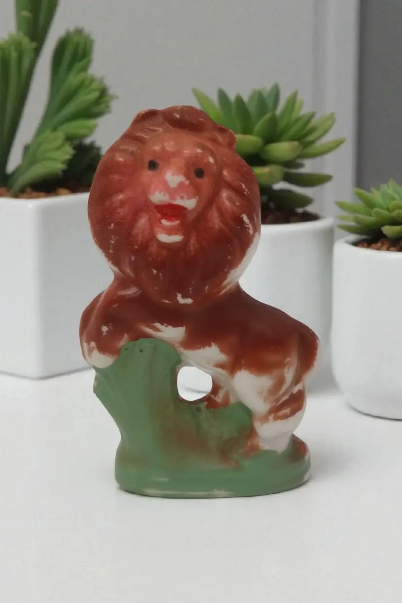 Vintage Porcelain Posing Lion Figurine Japan 4" Jungle Safari