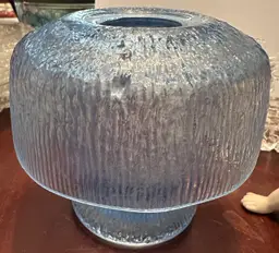 VTG Mcm Tiara Indiana Glass Ice Tree Bark Light Blue Mushroom Fairy Lamp Votive