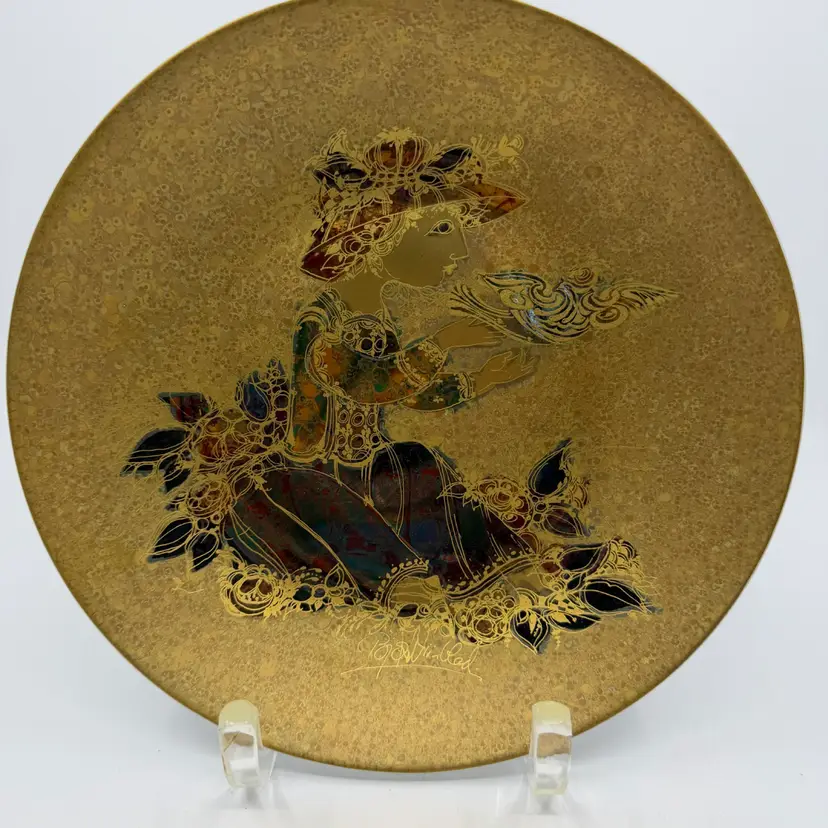 Rosenthal Bjorn Wiinblad Scheherazade Gold Dish Woman In Hat 8.5”