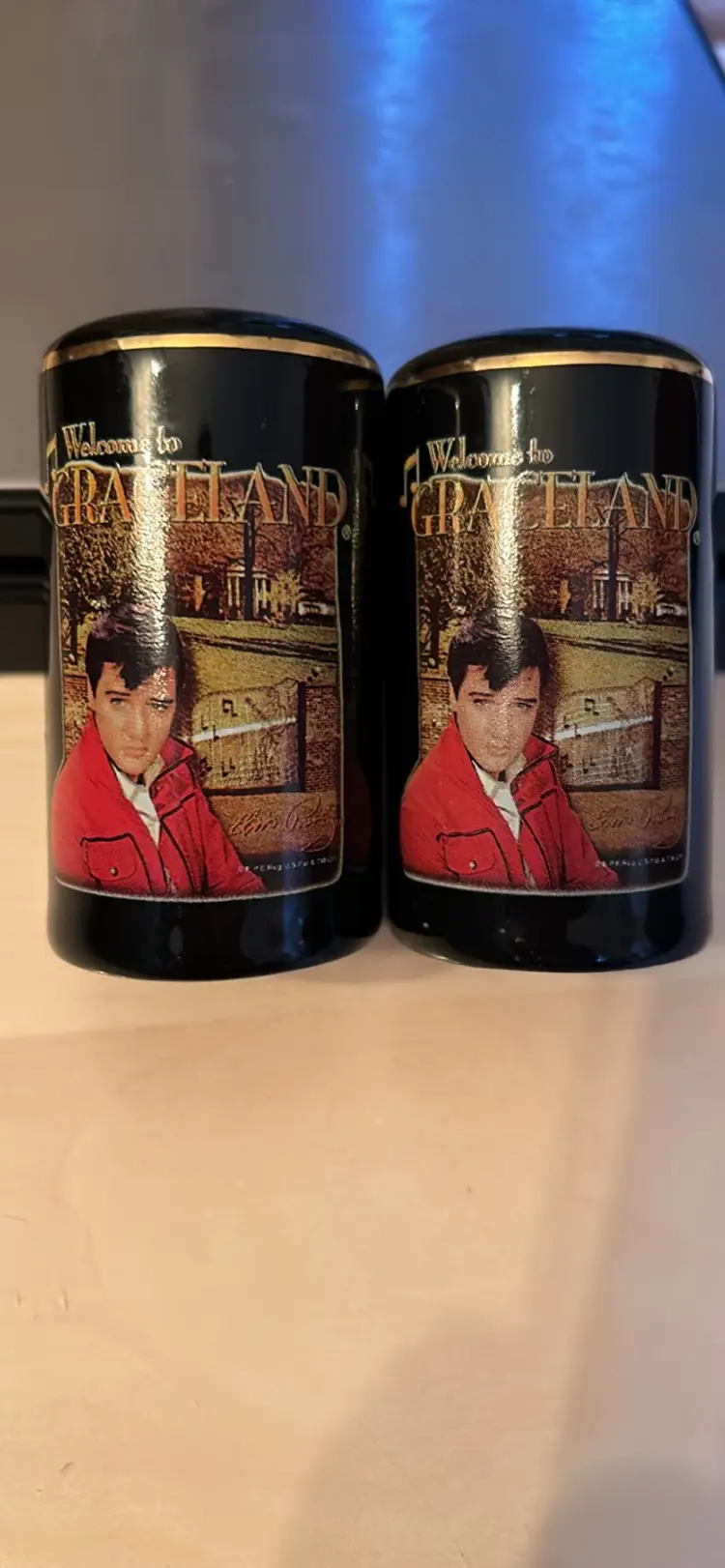 Vintage Elvis Presley Welcome To Graceland Souvenir Salt & Pepper Shakers