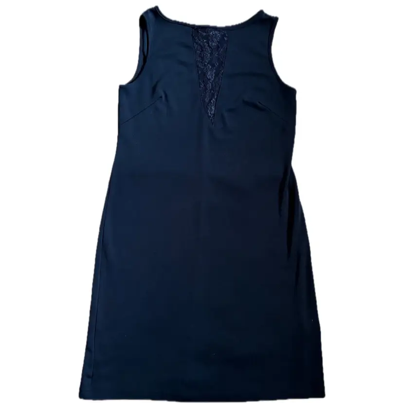 Vintage Giorgio Sant Angelo Black Dress w Lace Inset Size 12 Minimalist Classic