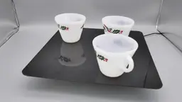 3 Vintage 60s Holly Berry Milk Glass Cup Mugs 8oz Termocrisa Mexico Christmas Holiday