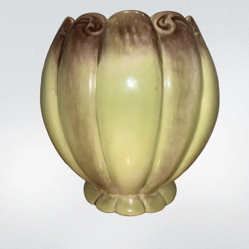 Green & Brown 7” Vase / Planter Ceramic Glaze Vintage