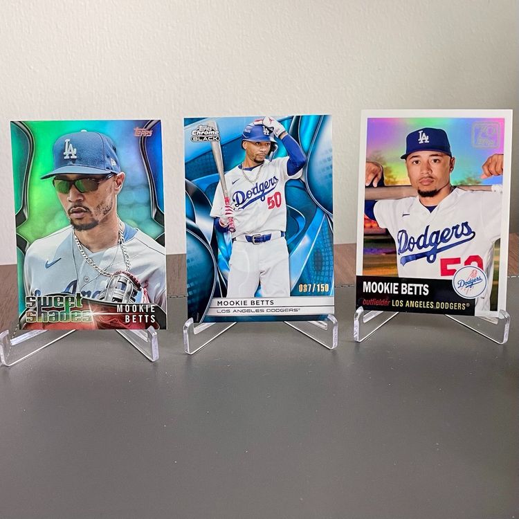 Mookie Betts (Los Angeles Dodgers) Three-Card Lot: 2025 Topps Chrome Black /150