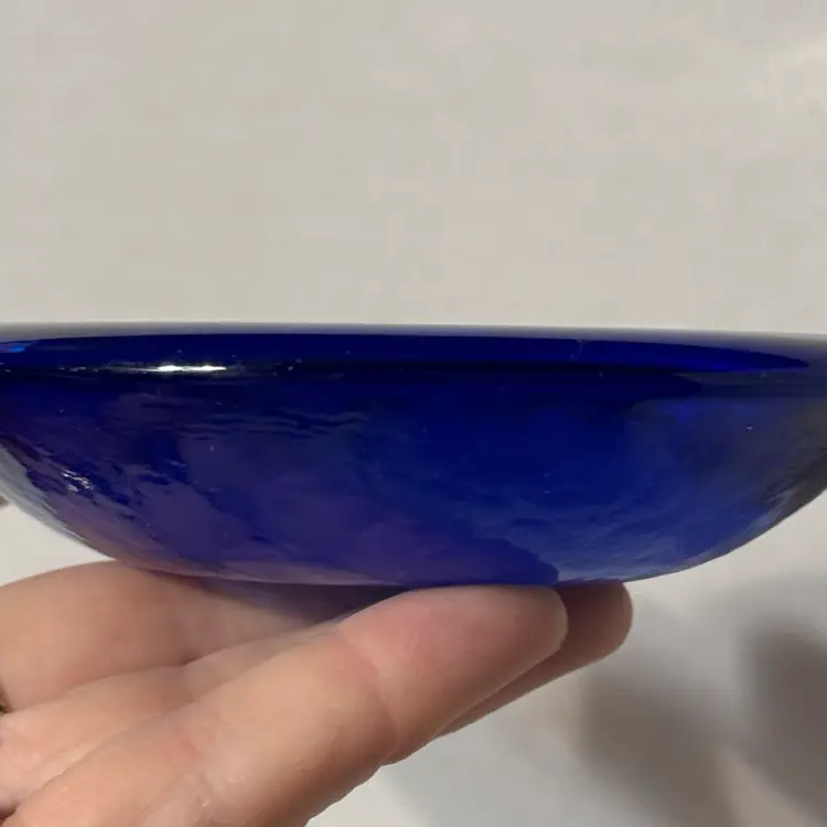 Fire and Light Disc Paperweight or Candle Holder, Cobalt Blue, 4"