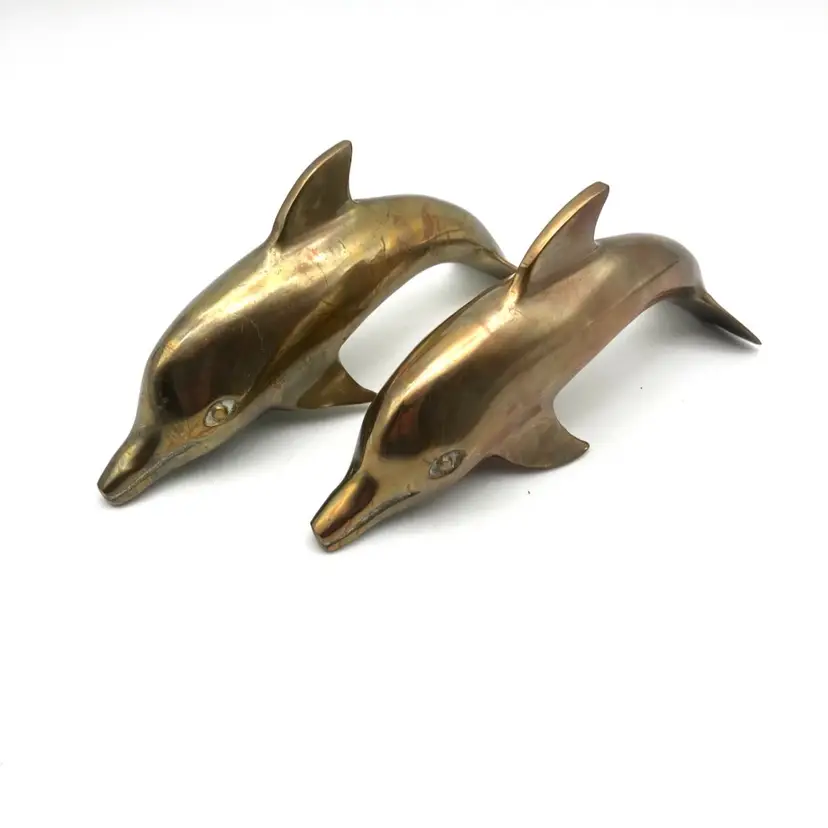 BIN - Vintage Pair Of Brass Dolphins 6.25”