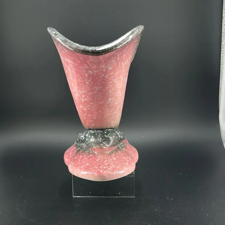 Vintage Hull Pottery Cornucopia Planter Royal Woodland Pink Splatter