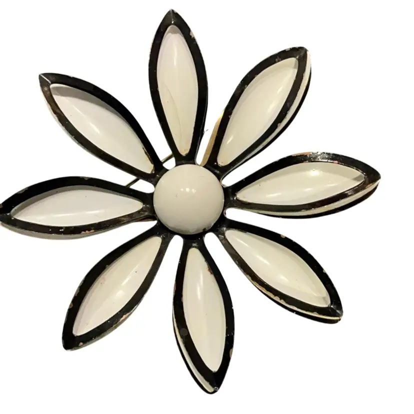 Black And White Flower Brooch