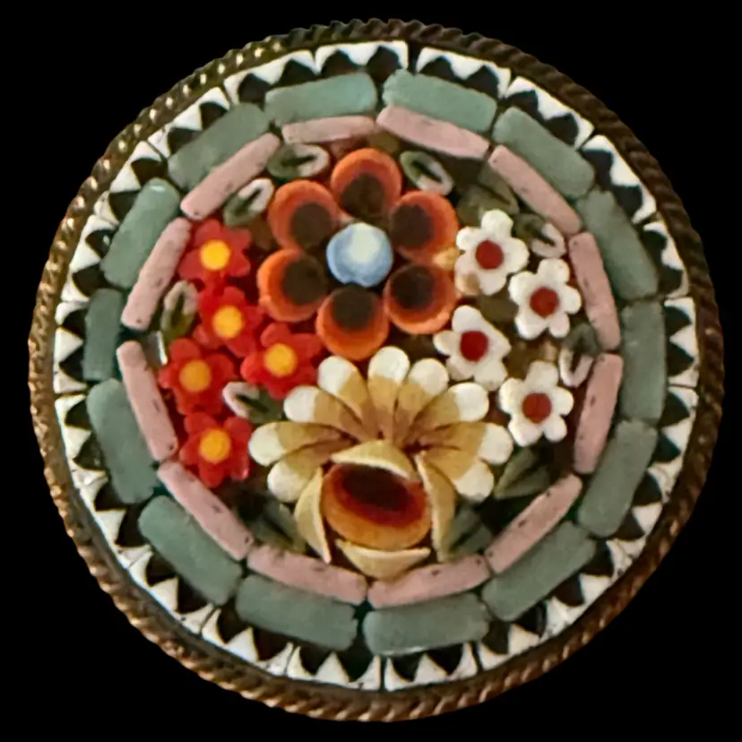 Micro Mosaic Floral Brooch 1”