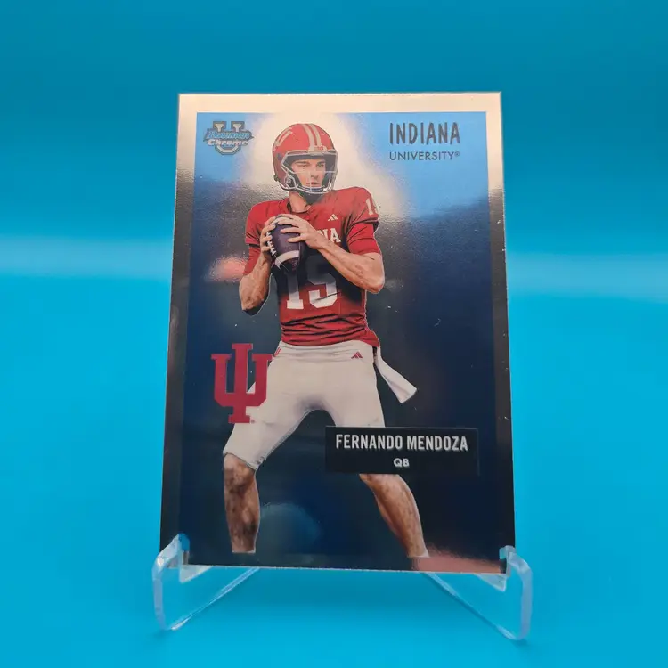 Fernando Mendoza 2025 Bowman Chrome University '55 Throwback RC Indiana Hoosiers