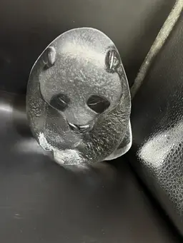 Mats Jonasson Crystal Panda Bear Sweden, Frosted / Clear Signed