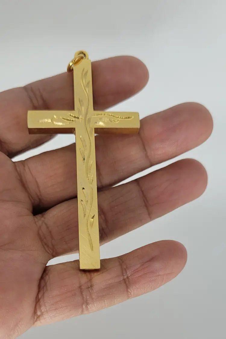 Large Goldtone Cross Pendant