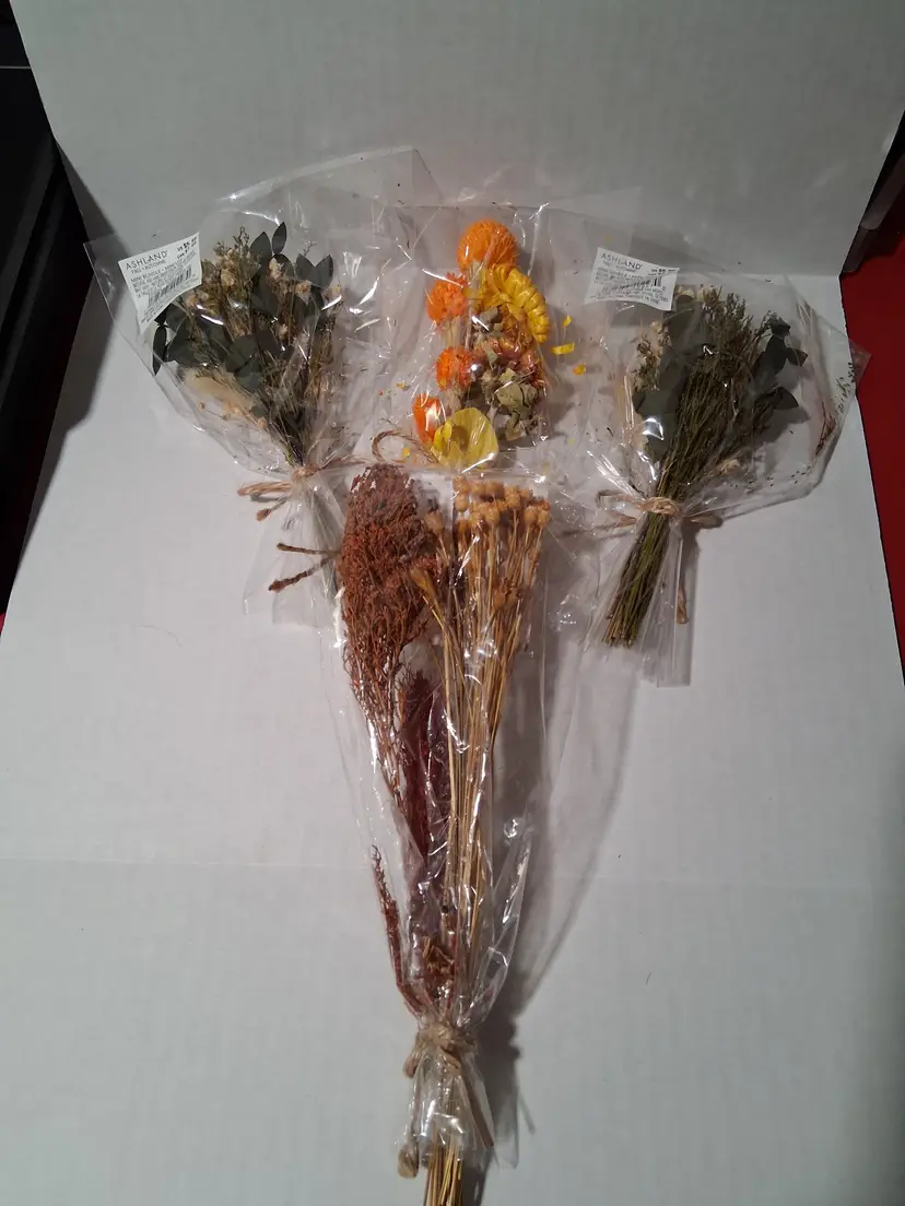 Lot of 4 Mini Bundles of Ashland Fall Dry Flowers ~ NEW