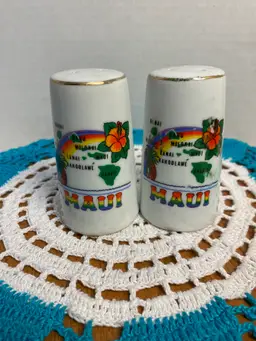 Vintage Maui Souvenir Porcelain Salt and Pepper Shakers