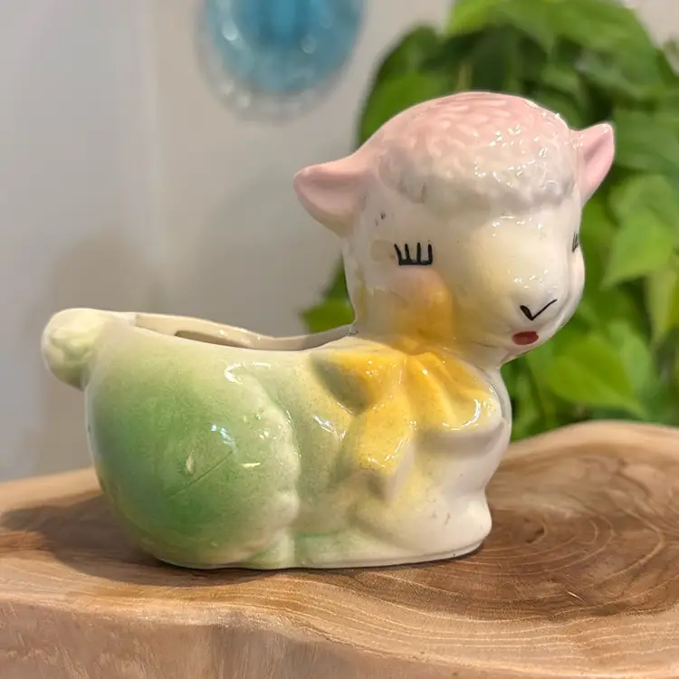 Mid-Century Sleeping Lamb Planter