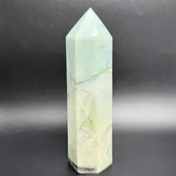Natural Caribbean Calcite Tower Green Stone Obelisk Healing Crystal 5.5" 352g